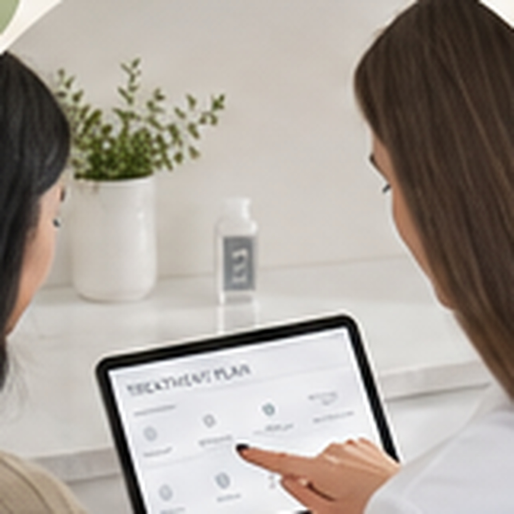 A clinician walks a patient through a personalized treatment plan on a tablet