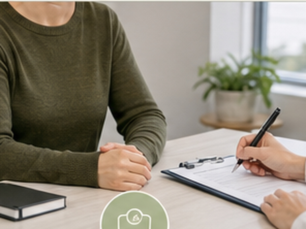 A physician taking notes on a clipboard during a weight-loss consultation